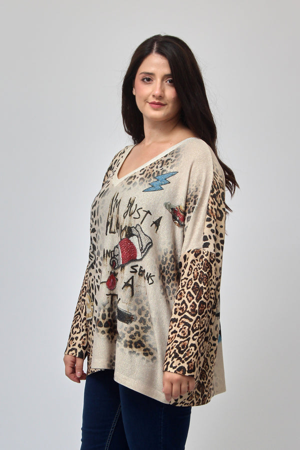 Maglia scatola fumetti lurex - Snoopy maculato