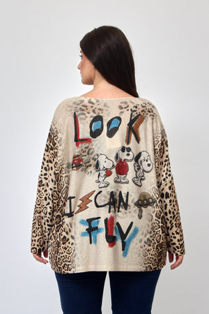 Maglia scatola fumetti lurex - Snoopy maculato