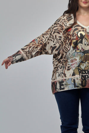 Maglia scatola fumetti lurex - Topolino tigrato