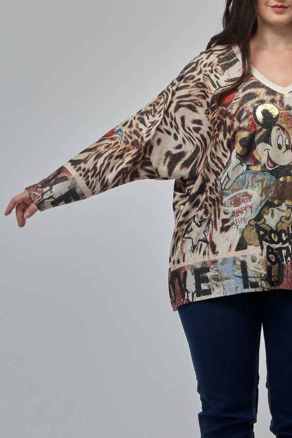 Maglia scatola fumetti lurex - Topolino tigrato