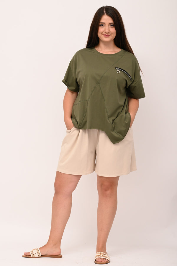 Maglia zip punta - Verde militare