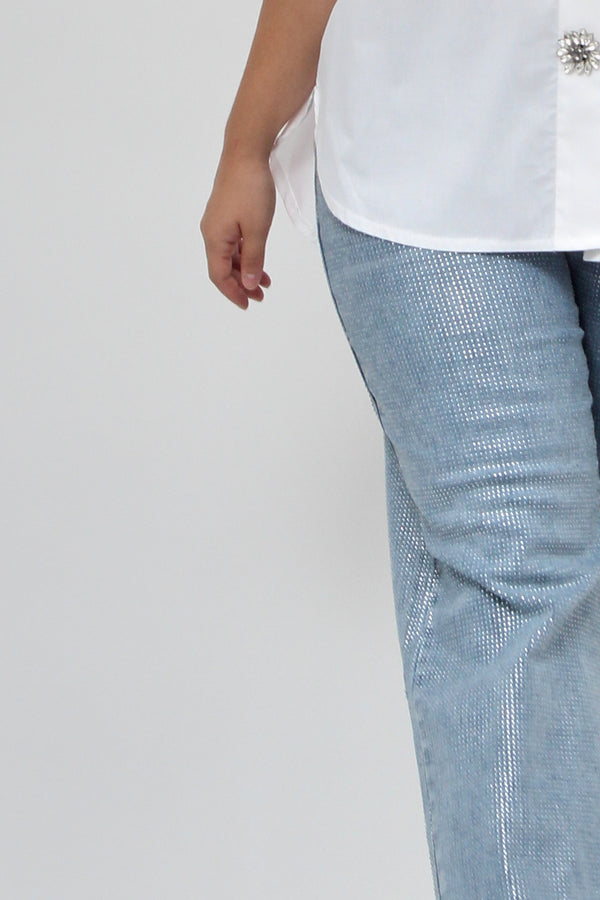 Jeans palazzo strass - Jeans chiaro