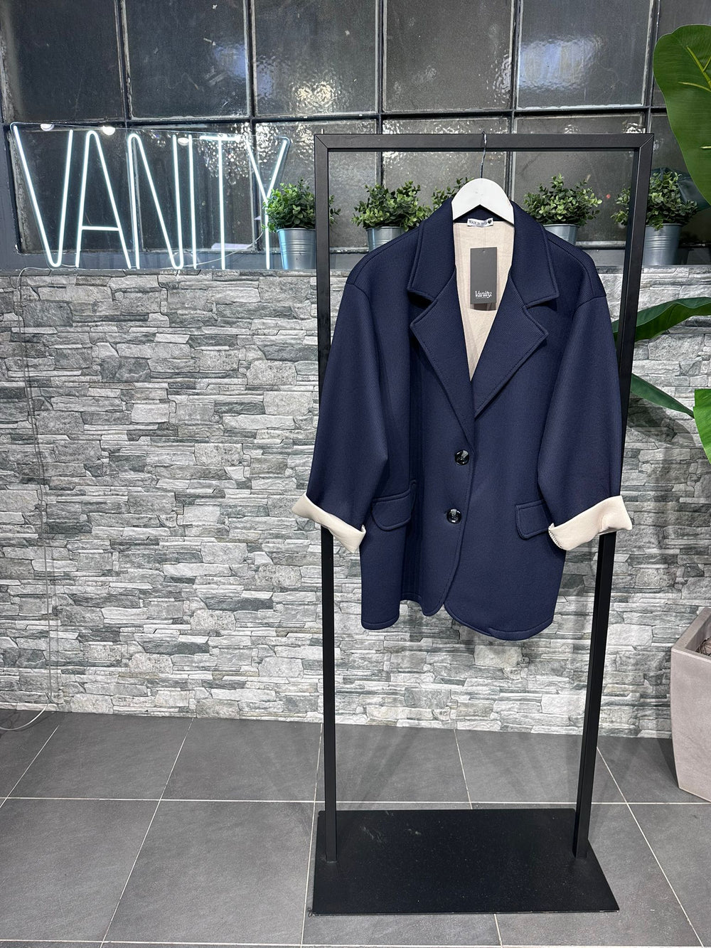 Cappotto neoprene nido d'ape - Blu