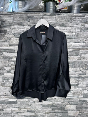 Camicia raso doppiato - Nero