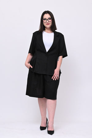 Tailleur lino bermuda - Nero