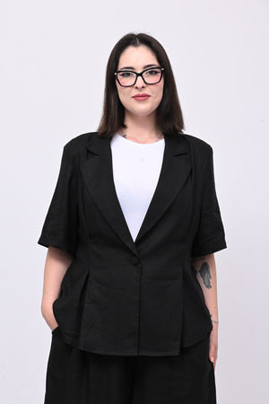Tailleur lino bermuda - Nero