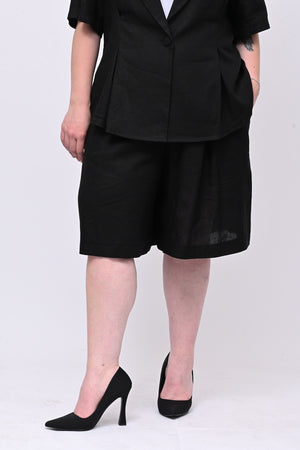 Tailleur lino bermuda - Nero