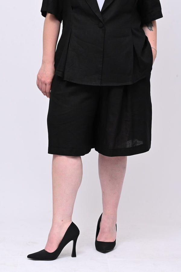 Tailleur lino bermuda - Nero