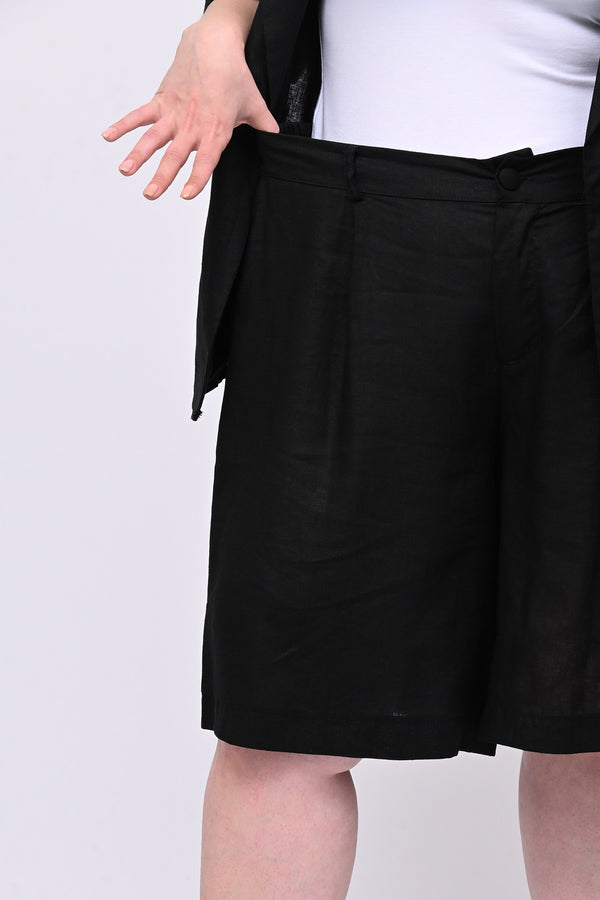 Tailleur lino bermuda - Nero