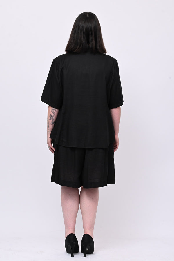Tailleur lino bermuda - Nero