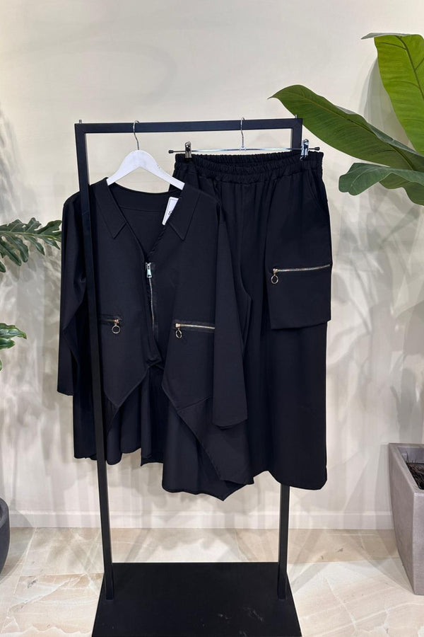 Completo tasche zip - Nero